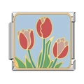 Primer plano de charm modular de 9mm en acero inoxidable con diseño de tulipán - Flor de Tulipan
