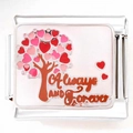 Maglia charm italiana con albero di cuori rosa e testo Always and Forever in acciaio - Albero di Cuori Colorato (3896)