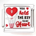 Dettaglio charm italiano in acciaio inossidabile con palloncino a cuore e scritte - Cuore CHIAVE Rosa (3891)