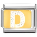 Detalle de dije italiano para pulsera con letra D dorada e incrustación de purpurina - Letra de Purpurina D (3934)
