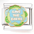 Maglia per bracciale italiano in acciaio inossidabile con design globo Save The Earth verde - SALVA LA TERRA Verde (3899)