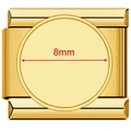 Dettaglio del charm link italiano in acciaio dorato con base piatta rotonda da 8mm - Modulo Foto Tondo Oro (4025)