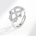 Anillo infinito entrelazado de plata de ley S925 con circonitas cúbicas brillantes - Abierto ajustable / Estilo con Cuentas Móviles (Estilo 1) / Platino