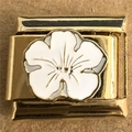 Maillon de charme italien doré orné d'une fleur en émail blanc pour bracelet DIY - 0053-Or Grande Fleur Blanche