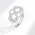Anillo infinito de plata de ley S925 con diseño trenzado y circonitas brillantes - Abierto ajustable / Estilo Pavé Hueco (Estilo 2) / Platino