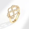 Anillo infinito ajustable de plata S925 chapado en oro con brillantes piedras de circonita - Abierto ajustable / Estilo Pavé Hueco (Estilo 2) / Chapado en oro 18K