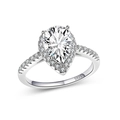Luxuriöser S925 Sterlingsilber Ring mit 3ct birnenförmigem Diamantsimulant und Halo - US 6 / Platin