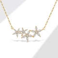 Exquisite 18k gold plated S925 silver flower necklace with five-petal zircon stones - 925 Silver / 18K Gold