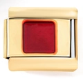 Italienisches Charm-Glied aus 18K vergoldetem Edelstahl mit quadratischem rotem Zirkon - Kleines Quadrat Rot(4014)