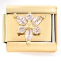 18K gold plated Italian charm with sparkling zircon flower for modular bracelets - Six Zirconia Flower(4015)