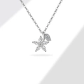 Élégant collier en argent S925 avec pendentif fleur de cerisier et pierres marquises - Argent 925 / Platine
