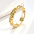 S925 sterling silver ring in golden finish with a unique hammered texture design - Open Design 4MM / 18K Gold