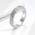 S925 sterling silver ring with crushed ice texture and sparkling silver finish - Open Design 4MM / Platinum