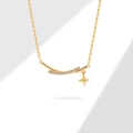 Elegante vergoldete S925 Silberhalskette mit Mikro-Zirkonia und Stern-Anhänger - 18K-Gold