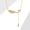 Elegante collana a nappa di grano in argento S925 dorato con gemme di zircone scintillanti - Oro 18K