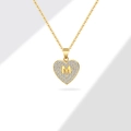 Elegante 18K gouden hart ketting met letter M hanger en sprankelende zirkonia edelstenen - 18K Goud