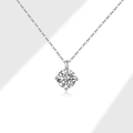 Elegant S925 sterling silver necklace featuring a classic round solitaire sparkling pendant - 925 Silver / Platinum