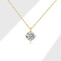 Elegant gold S925 sterling silver necklace with a brilliant round solitaire pendant - 925 Silver / 18K Gold