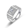 S925 Sterlingsilber Ring für Herren mit rundem Diamant und Pavé-Verzierung - Pave-Mikro-Inlay-Einstellstil (PN104)