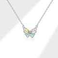 925 Sterling Silber Schmetterling Ohrstecker mit bunten Zirkonia Edelsteinen besetzt - Schmetterling Anhänger Halskette (PXZ410)