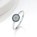 S925 sterling silver evil eye ring featuring blue and yellow cubic zirconia stones - US 5 / Exotic Marquise Eye Style (PNJ825)