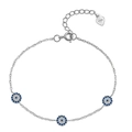 S925 sterling silver evil eye bracelet with blue zircons and lobster clasp finish - 925 Silver / Round Triple Evil Eye Bracelet (PSL095) / Platinum