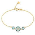 Gold S925 sterling silver evil eye bracelet with blue and white pavé cubic zirconia - 925 Silver / Large Triple Evil Eye Bracelet (PSL096) / 18K Gold