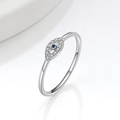 S925 sterling silver evil eye ring featuring blue enamel stone and white cubic zirconia - Classic Round Eye Style (PNJ829)