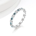 S925 sterling silver heart ring with blue evil eye enamel and cubic zirconia stones - Heart Eye Sky Blue Narrow Style (PNJ827 Narrow)