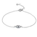 S925 sterling silver evil eye bracelet with blue sapphire and shimmering crystals - 925 Silver / Oval Evil Eye Bracelet (PSL097) / Platinum