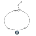 925 sterling silver evil eye bracelet with blue zircons and adjustable cable chain - 925 Silver / Triple Bead Evil Eye Bracelet (PSL100) / Platinum