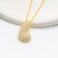 Detailed view of luxury gold-plated letter J pendant with micro-pave sparkling crystals - 925 Silver / Gold (Initial L)