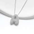 Sparkling S925 sterling silver bubble letter A pendant necklace with pavé zircon stones - 925 Silver / Platinum (Letter A)
