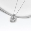Sparkling S925 silver bubble letter B necklace with pave cubic zirconia stones - 925 Silver / Platinum (Letter B)
