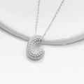 Sparkling S925 silver bubble necklace featuring a pavé-set crystal letter C pendant - 925 Silver / Platinum (Letter C)