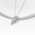 Personalized S925 silver bubble initial F necklace with pave-set zircon stones - 925 Silver / Platinum (Letter F)