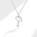 Elegante S925 sterling zilveren sleutelketting met hanger in honingraat textuur zilver - 925 zilver / Platina