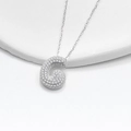 Sparkling S925 silver bubble initial G pendant necklace with pavé cubic zirconia - 925 Silver / Platinum (Letter G)
