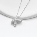 Pave-set crystal letter K bubble pendant necklace in polished silver finish - 925 Silver / Platinum (Letter K)