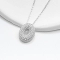 Sparkling S925 silver bubble pendant necklace with pavé zircons on a white tray - 925 Silver / Platinum (Letter O)