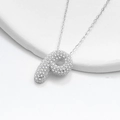S925 silver bubble initial P necklace with iced-out crystals for women in silver finish - 925 Silver / Platinum (Letter P)