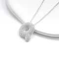 Chubby S925 silver bubble letter q necklace with pavé set sparkling crystals - 925 Silver / Platinum (Letter Q)