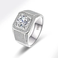 Bague de luxe pour homme en argent sterling S925 avec zircon brillant et finition argent - Taille US 7 / Platine