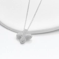 Sparkling S925 silver bubble cross pendant necklace with full diamond pave for women - 925 Silver / Platinum (Letter X)