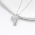 Sparkling S925 silver bubble initial Y pendant necklace with pave-set cubic zirconia - 925 Silver / Platinum (Letter Y)