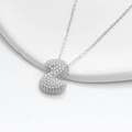 Sparkling S925 silver bubble pendant necklace with full pavé cubic zirconia diamonds - 925 Silver / Platinum (Letter Z)