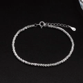 Sparkling S925 sterling silver clavicle chain necklace with shimmering wave texture - Bracelet-Fine Style (1.5mm) / Silver