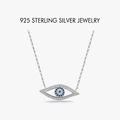 925 Sterling Silver Evil Eye Necklace featuring blue crystals and white zircons - Evil Eye Necklace (PXZ497) / Platinum