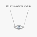 925 sterling silver evil eye necklace featuring blue gemstone and white zircon pendant - Marquise Evil Eye Necklace (PXZ497)