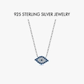 S925 sterling silver evil eye necklace with pave set blue and white zircon pendant - 925 Silver / Pavé Evil Eye Necklace (PXZ503) / Platinum